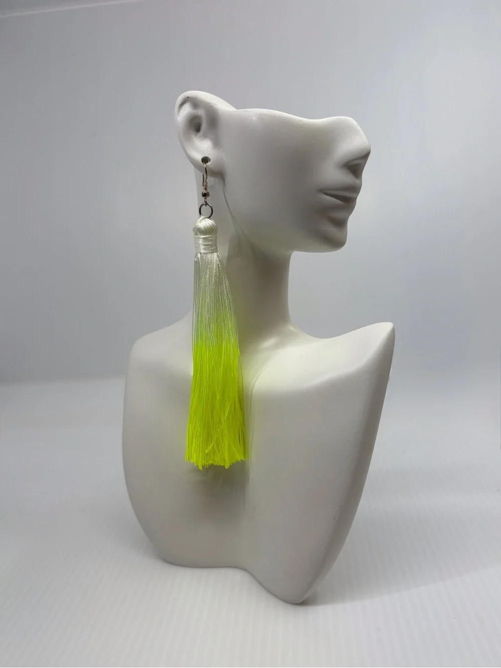 Neon Yellow Ombre Tassel Drop Earrings - Women Jewelry